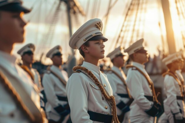 Photo emerging maritime leaders inspiring naval cadet embark on their journey of training discipline and leadership in service of the sea