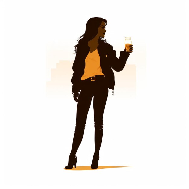 Foto emily fashionillustration style donna con un bicchiere di birra