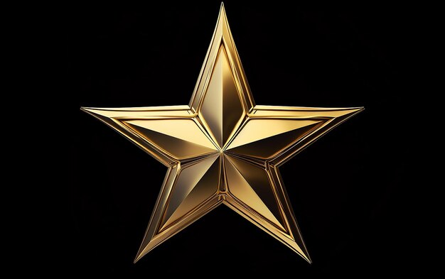 Photo eminent gold symbol of a golden star on a black vip background