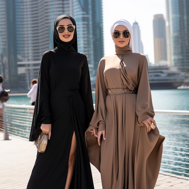 Emirati Women Wearing Elegant Abayas and Hijabs Saudi Women Model Muslim Women Wearing Hijabs