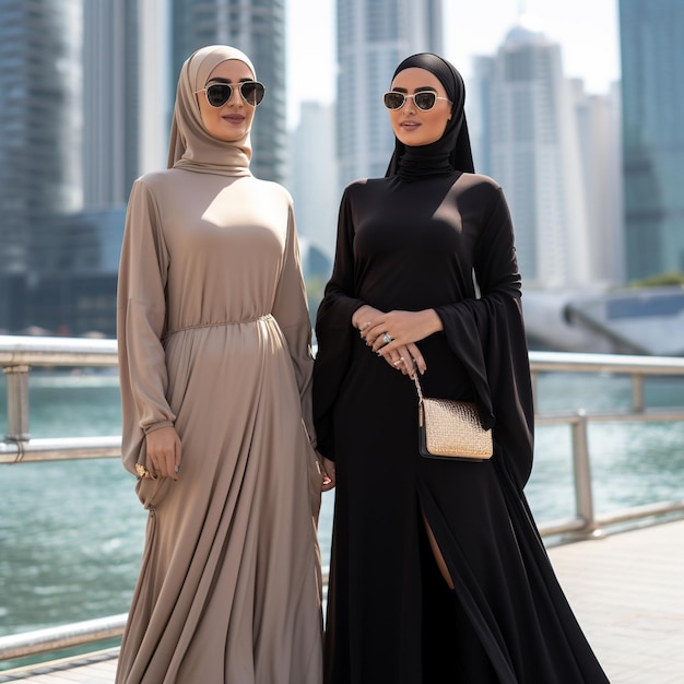 Emirati Women Wearing Elegant Abayas and Hijabs Saudi Women Model Muslim Women Wearing Hijabs