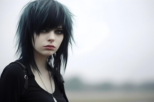 Emo girl white background