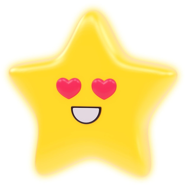 Emoji 3d de estrella sonriente met ojos de corazon