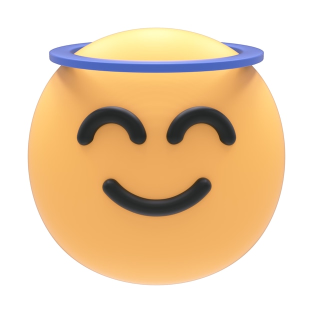 Emoji 3D engelachtig met blauwe halo