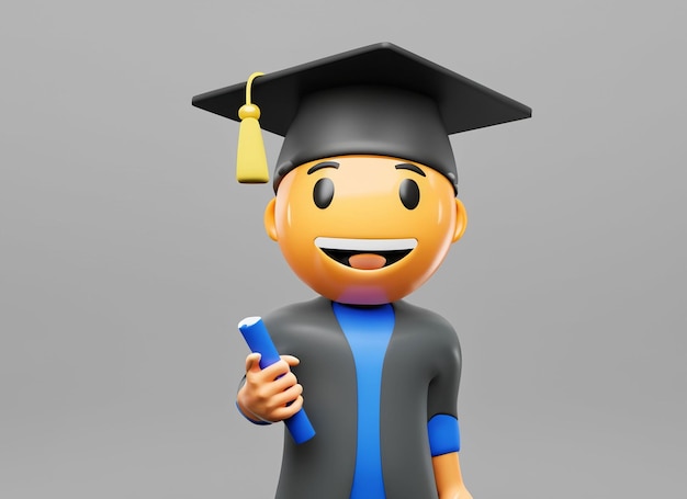 Foto emoji-afstudeerstudent met afstudeerpet