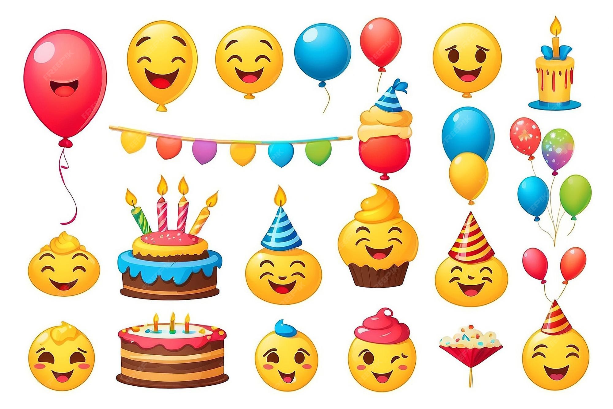 Premium Photo | Emoji birthday vector set Emojis emoticon birthday party icon collection isolated