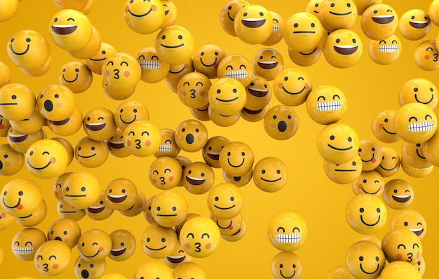 Emoji emoticon character background collection 3D Rendering