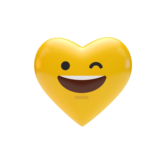 Photo emoji emoticon character heart shape 3d rendering