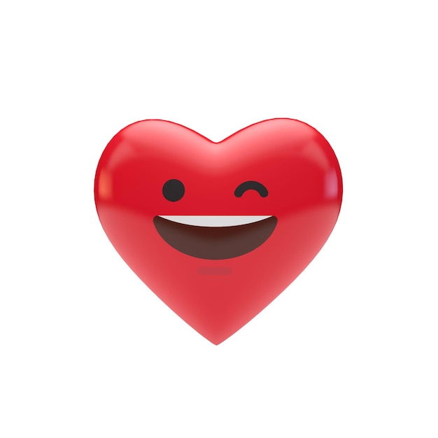 Emoji emoticon character red heart shape 3D Rendering