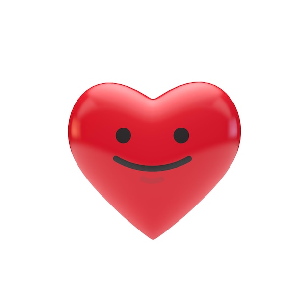 Foto emoji emoticon carattere cuore rosso forma 3d rendering