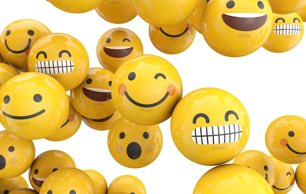 Emoji emoticon karakter achtergrond collectie 3D-rendering