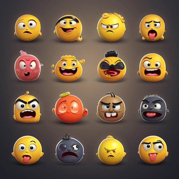 Photo emoji emoticons set of emoji