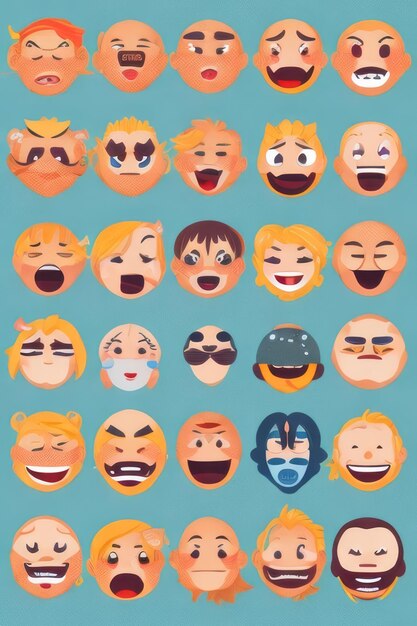 набор векторных наклеек Emoji Face 2d