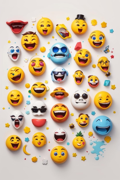 Foto emoji gezicht 2d vector stickers set