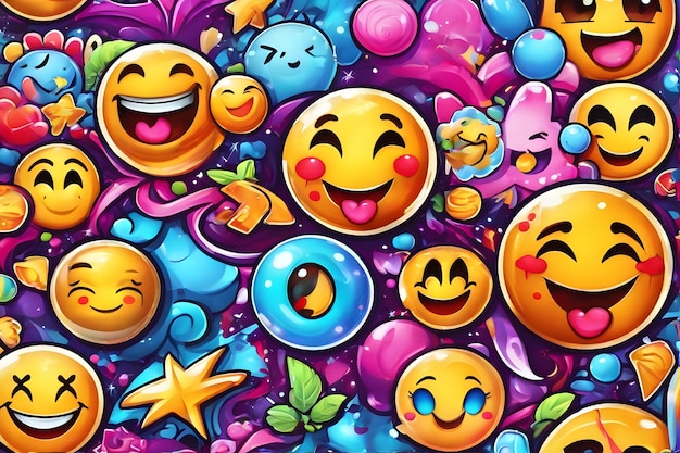 Photo emoji graffiti wallpaper emoji graffiti background emoji graffiti pattern graffiti background graffiti art graffiti wallpaper ai generative