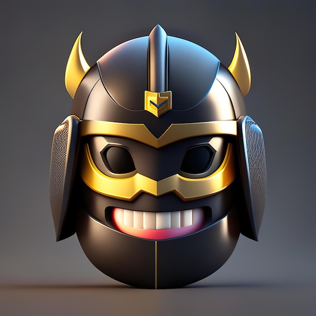 Emoji-heldenridder met helm in 3D generatieve AI