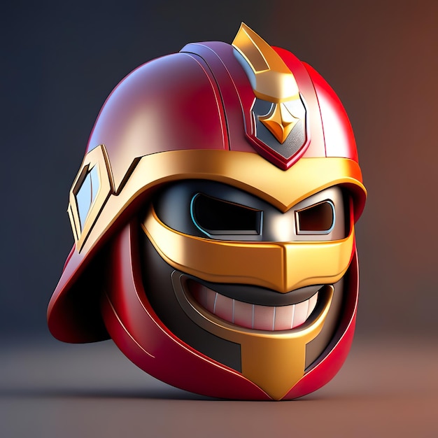 Photo emoji hero knight with helmet in 3d generative ai