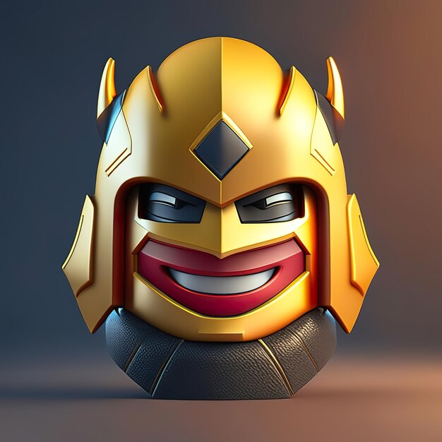 Emoji hero knight with helmet in 3d Generative AI