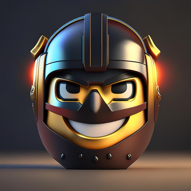 Emoji hero knight with helmet in 3d generative ai