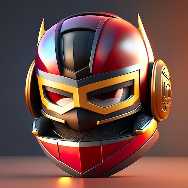 Emoji hero knight with helmet in 3d Generative AI