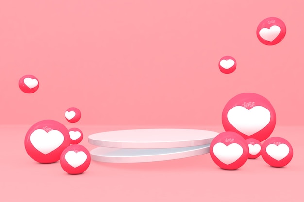 Emoji Love 3d-podium met emoticonachtergrond