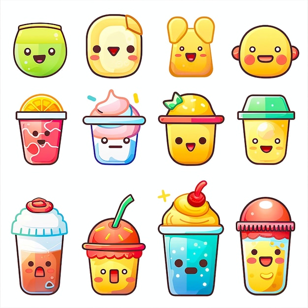 Emoji and more themed icons collection white background