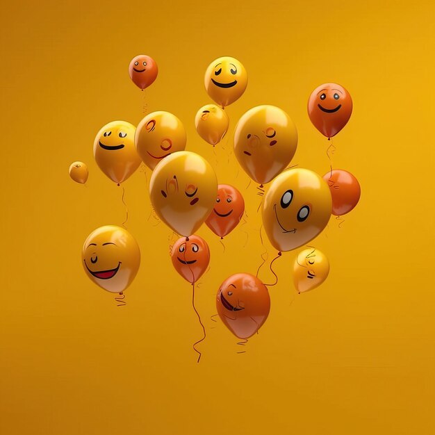 emoji's als ballonnen realistische en vriendelijke sfeer flo