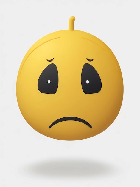 Foto un emoji con una faccia triste sullo sfondo bianco