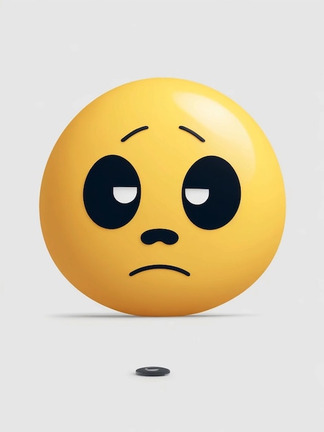 An emoji with a sad face white background