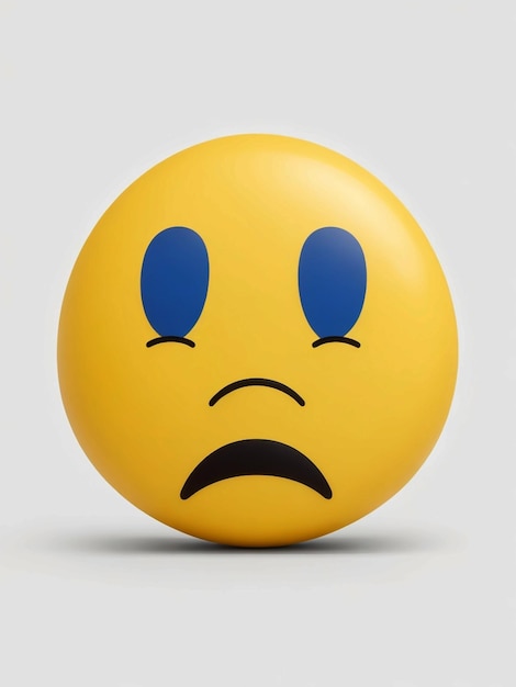 An emoji with a sad face white background