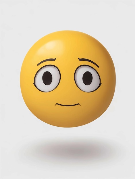 Foto un emoji con una faccia triste sullo sfondo bianco