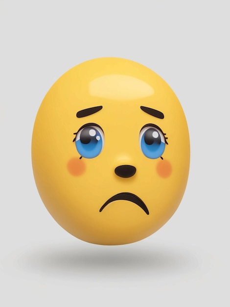 An emoji with a sad face white background