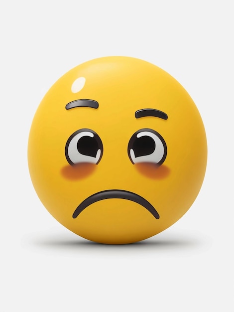 An emoji with a sad face white background