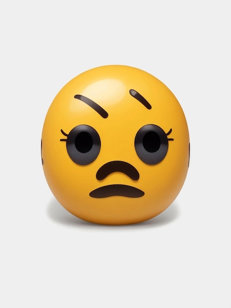 An emoji with a sad face white background