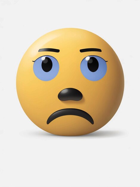 An emoji with a sad face white background