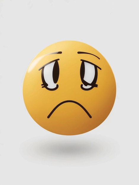 An emoji with a sad face white background