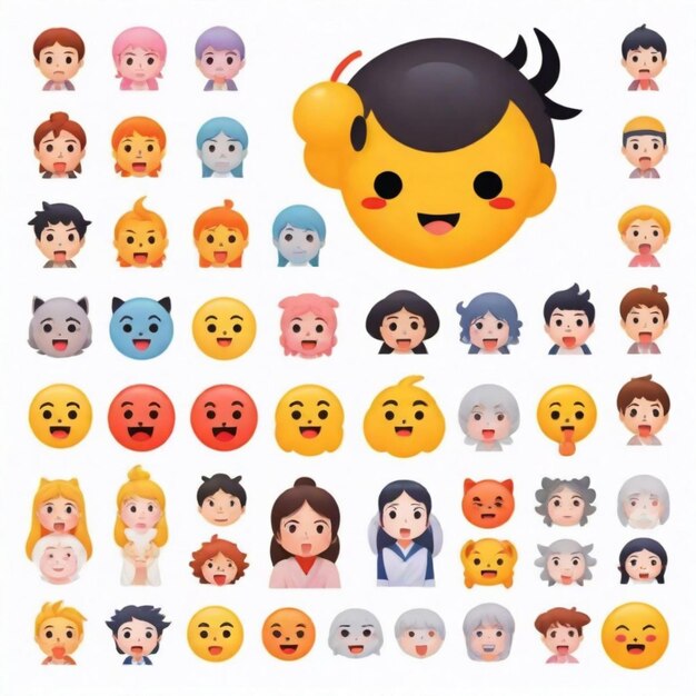 写真 emojis illustration on white background