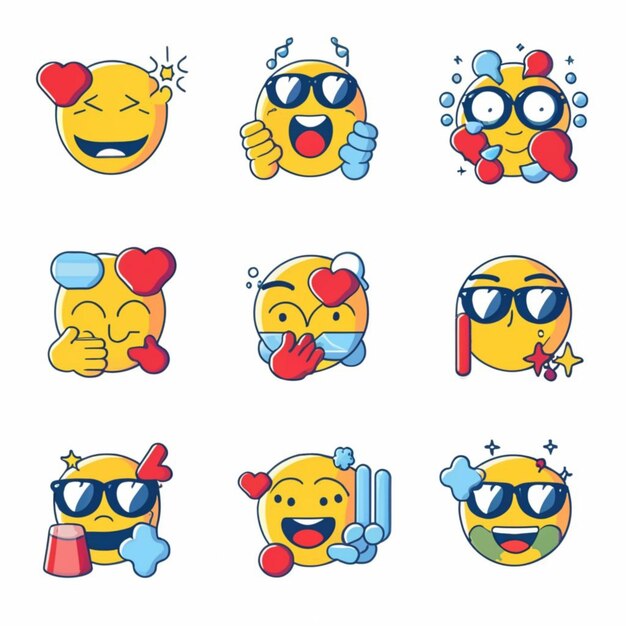 写真 emojis illustration on white background