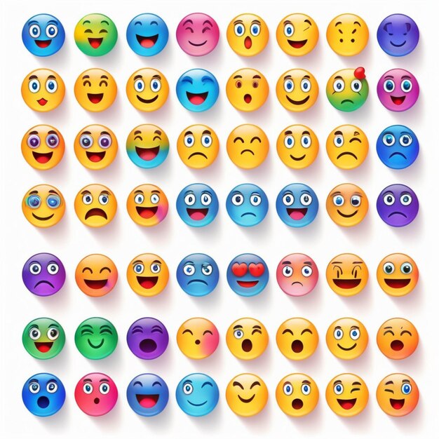 Photo emojis illustration on white background