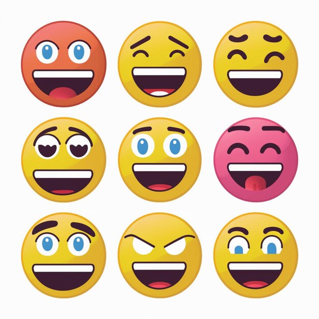 Photo emojis illustration on white background