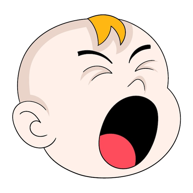 Emoticon baby boy head opening mouth yawning sleepy