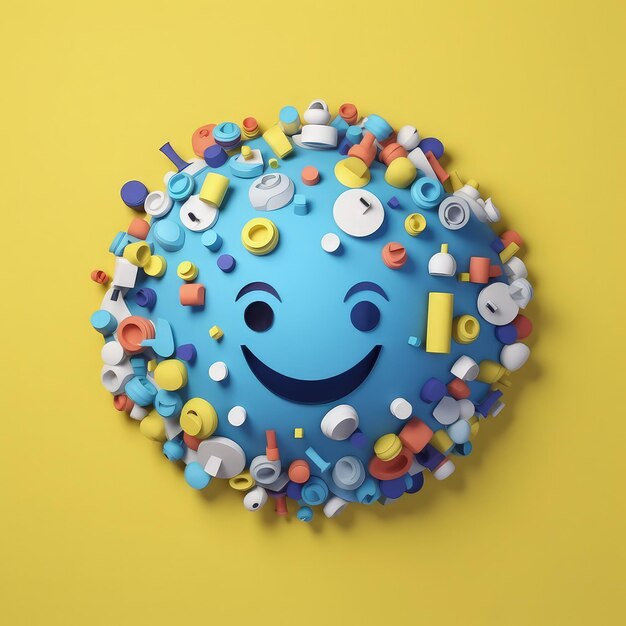 Emoticon Delight Minimalistic 3D Craft Illustration for World Emoji Day Festivities