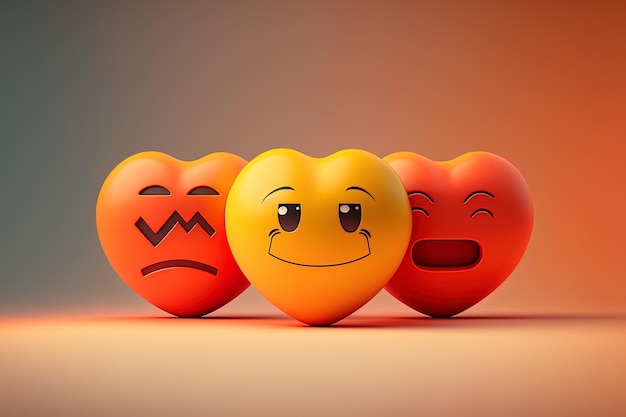 Emoticon of love stylised emoji of a smile with three hearts