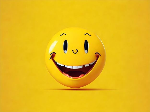 Foto emoticon sorriso su sfondo giallo