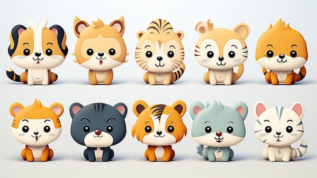 Emoticons express various emotions Variety of appearance cute animal cartoon