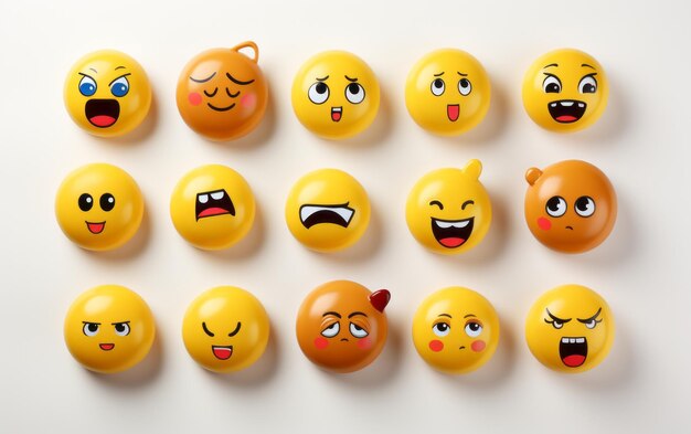 Foto emoticons iconen set emoji gezichten collectie emojis platte stijl gelukkige gelukkige glimlach neutraal verdrietig