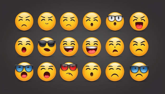 Emoticons Icons Set Collection of Emoji Faces