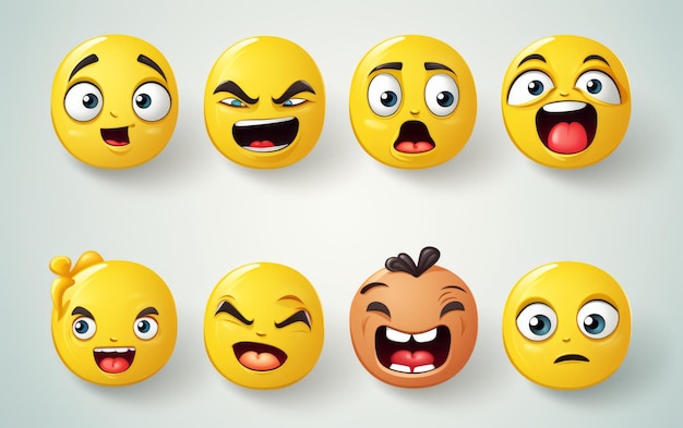 Emoticons icons set emoji faces collection emojis flat style happy happy smile neutral sad