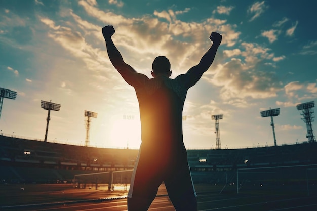 Photo emotional athletes victory embrace generate ai