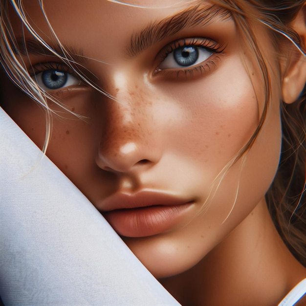 Emotional Close Up Portrait of Beautiful Woman AI Generated